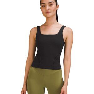 Lululemon Nulu and Mesh-Back Shelf-Bra Yoga Tank Top in Black